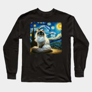 Ragdoll Starry Night Inspired - Artistic Cat Long Sleeve T-Shirt